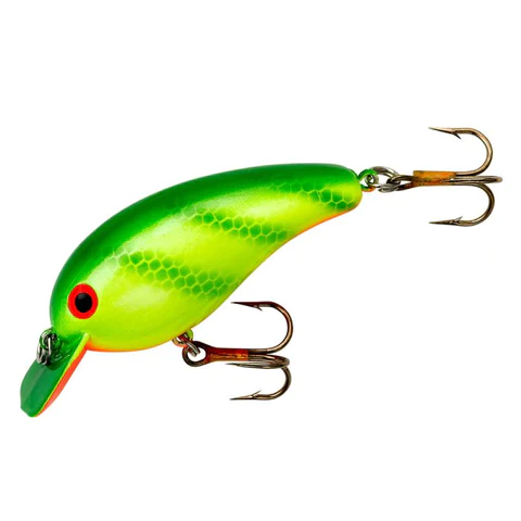 A high-resolution photo of a 'square bib crankbait' fishing lure, featuring its distinctive flat bib. This lure is renowned for its realistic swimming action, perfect for attracting predatory fish such as pike and bass. Available in a variety of colors and sizes to suit different fishing conditions.