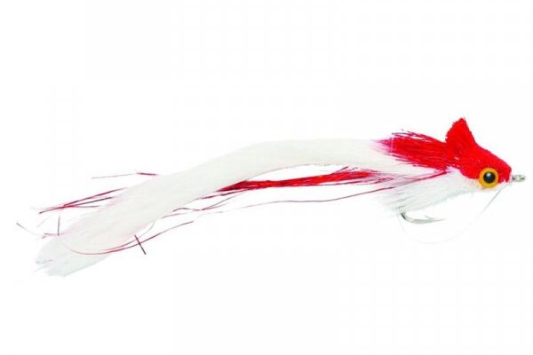 White Rabbit Strip fly used for landlocked salmon fishing.