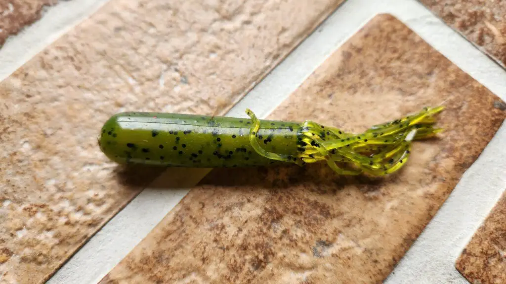 Pale green soft plastic tube for pike and bass fishing.