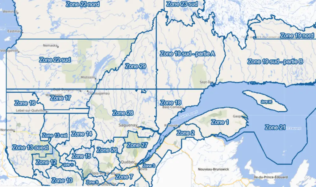 Quick overview of Quebec's fishing zones.