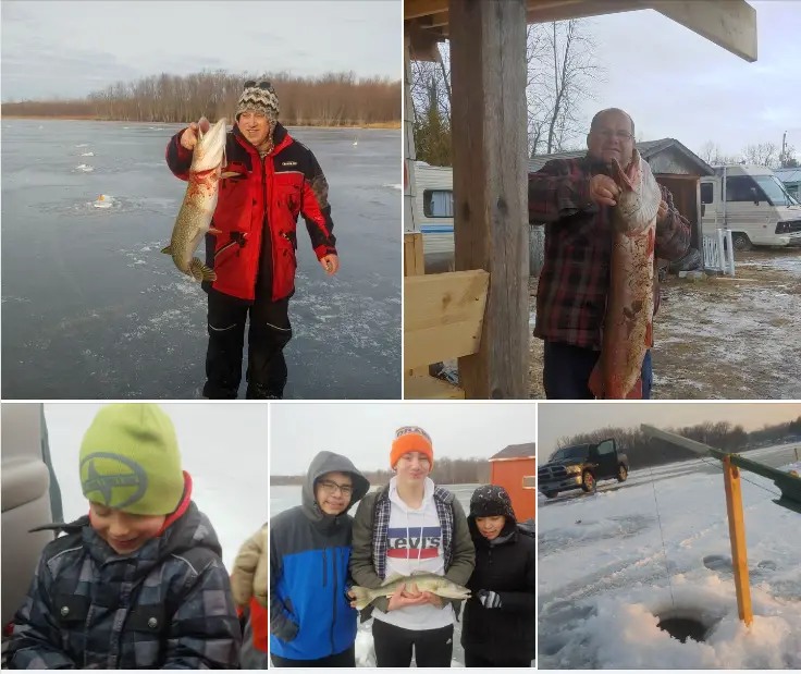 Fish caught at Robert's fishing center. Ice fishing near Montreal